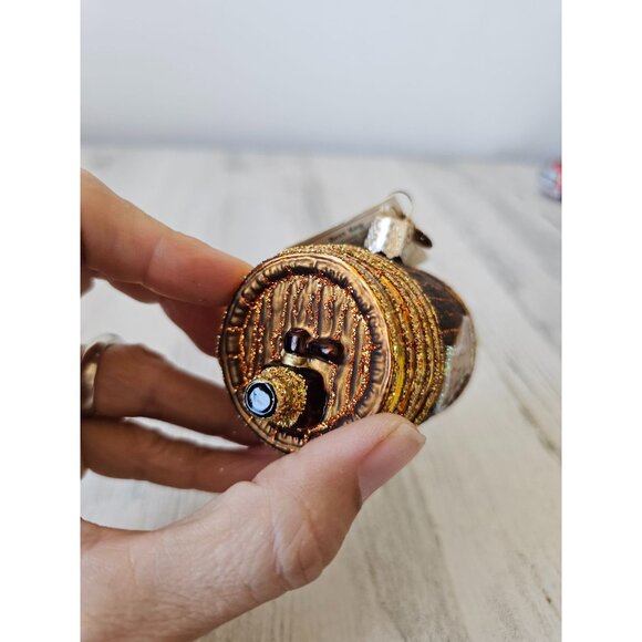 Old world OWC beer keg glass ornament gold glitter Xmas tree - Picture 3 of 8